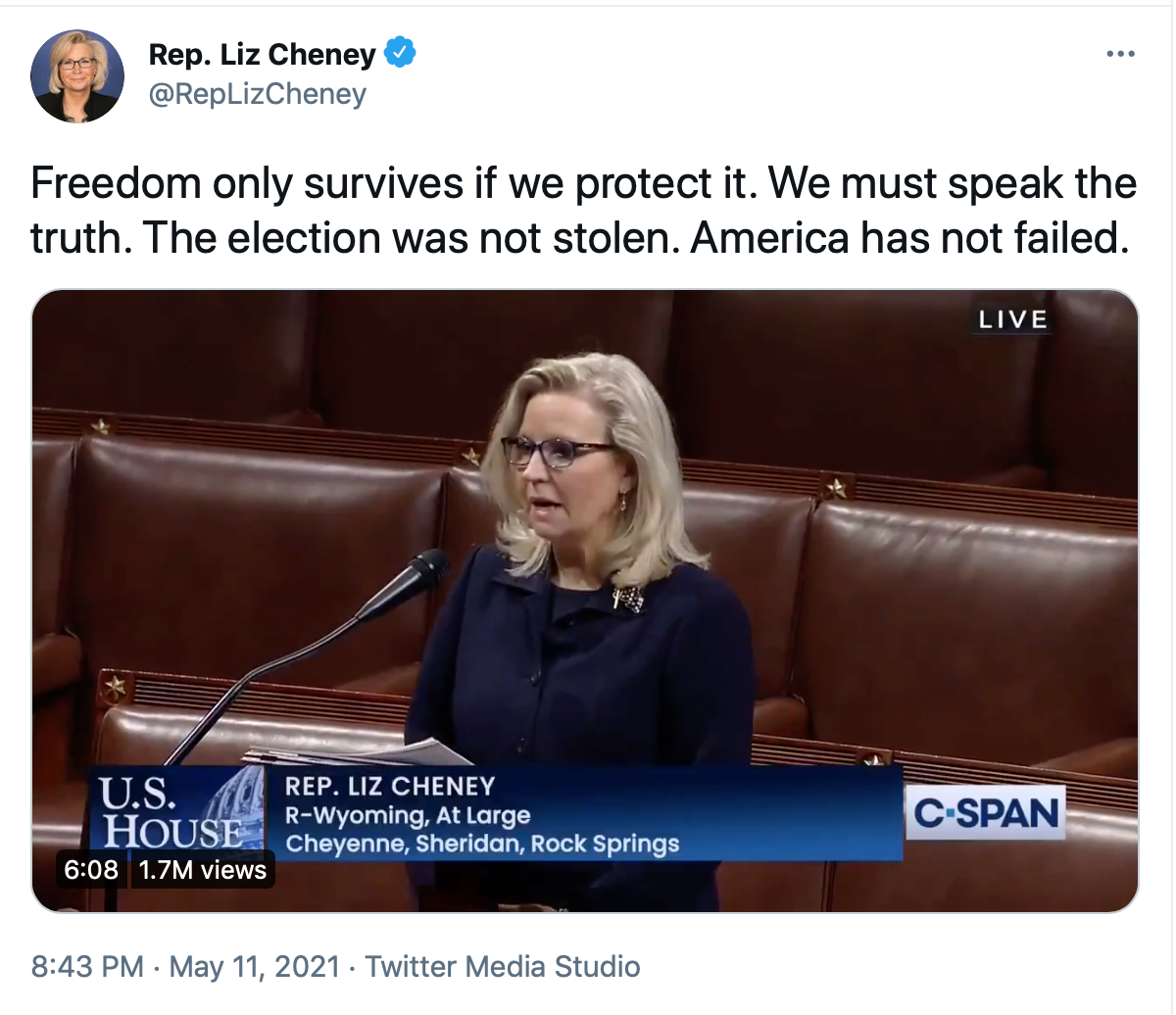 Screen-Shot-2021-05-12-at-10.52.55-AM Liz Cheney Taunts The GOP Moments After Being Ousted From Leadership Donald Trump Featured Politics Top Stories Videos 