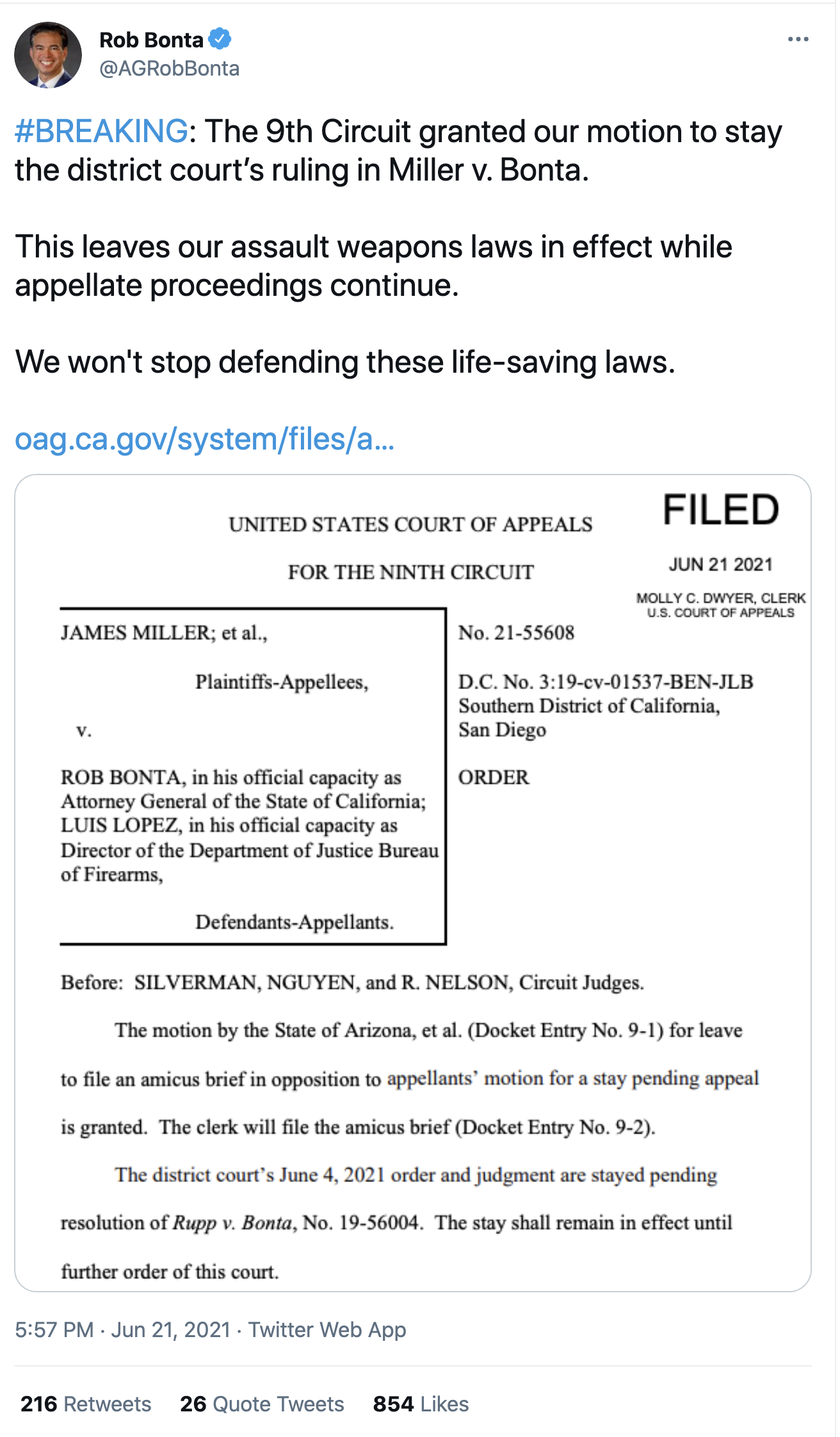 Screen-Shot-2021-06-22-at-8.16.28-AM Judge Halts Overturning Of California Assault Weapons Ban Temporarily Alt-Right Featured Gun Control Politics Top Stories 