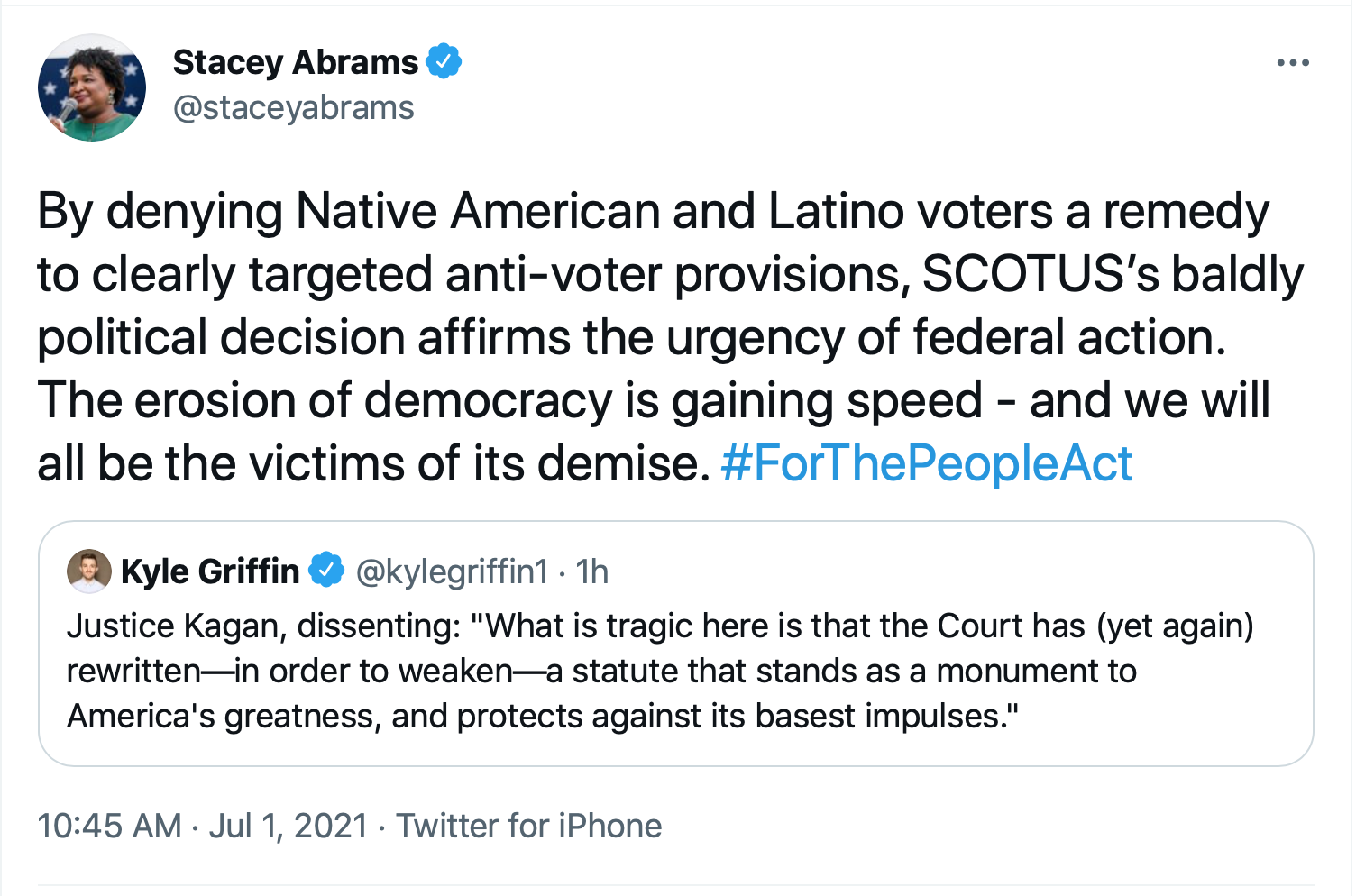 Screen-Shot-2021-07-01-at-11.42.04-AM Stacey Abrams Demands Federal Voting Action After SCOTUS Decision Activism Civil Rights Featured Politics Top Stories 