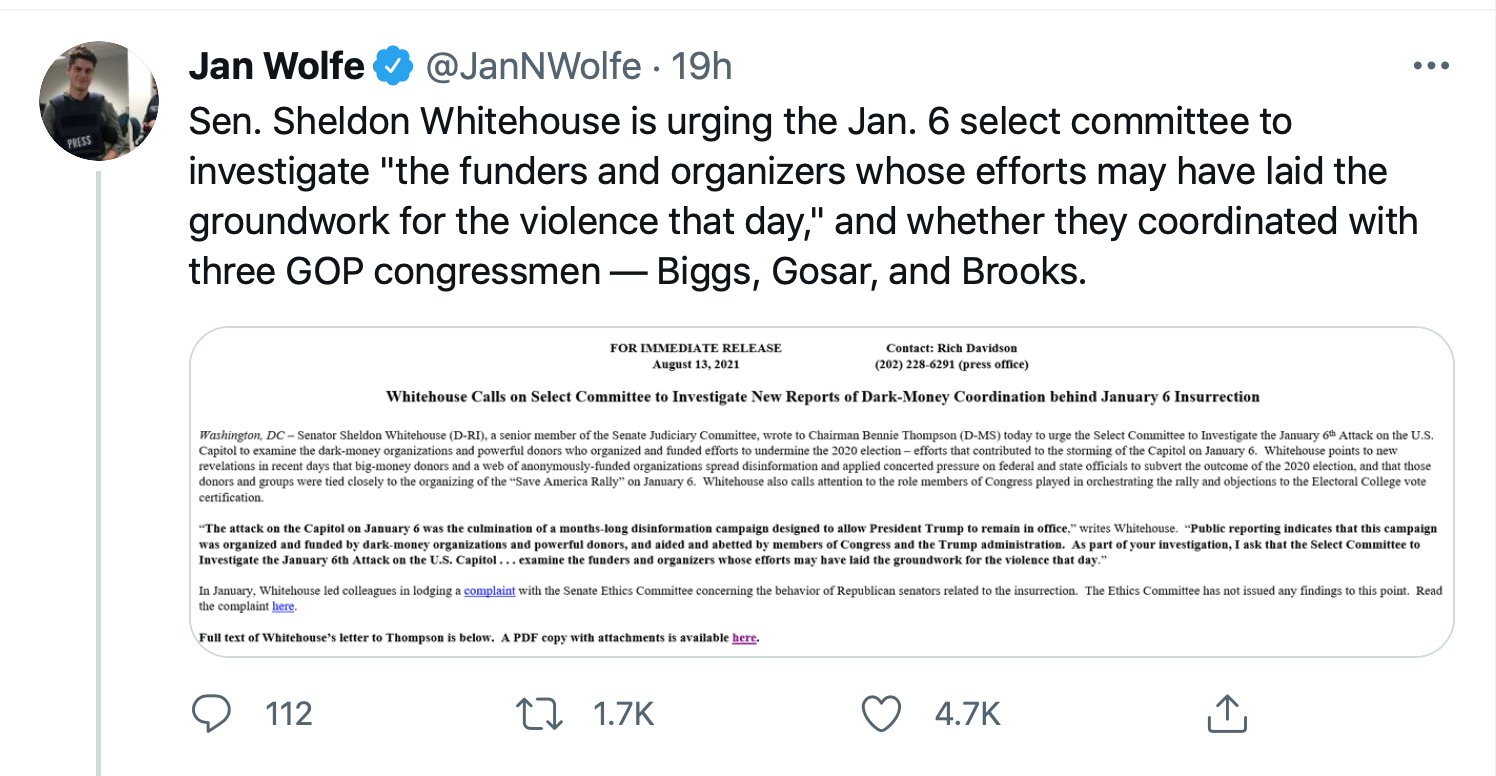 Screen-Shot-2021-08-14-at-10.38.55-AM Jan 6 Committee Investigation Of Paul Gosar For Coordinating Insurrection Demand Corruption Crime Featured Politics Top Stories Twitter 
