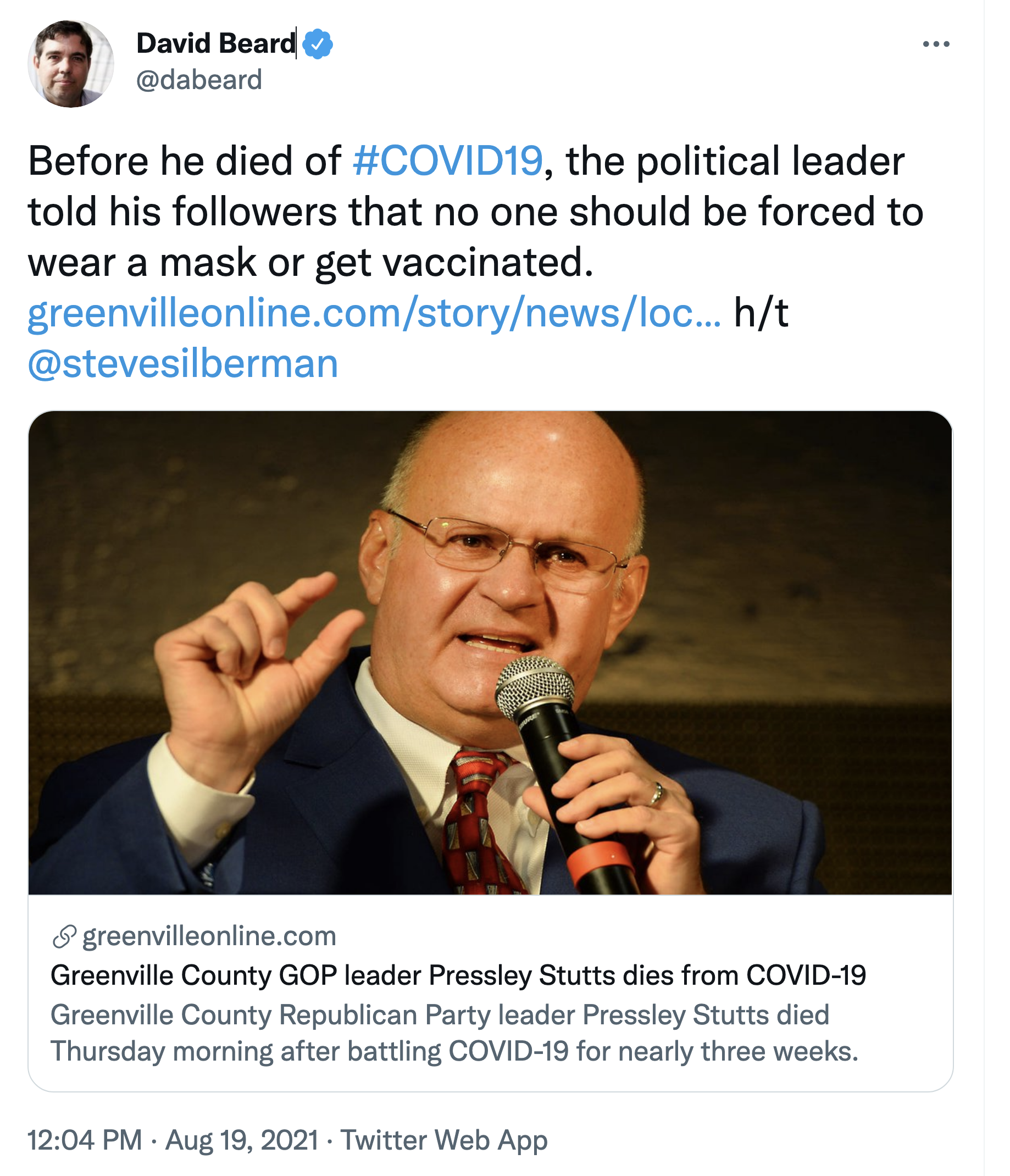 Screen-Shot-2021-08-19-at-1.04.46-PM SC GOP Leader Dies Of COVID After Vehement Anti-Mask Stance Coronavirus Donald Trump Featured Politics Top Stories 