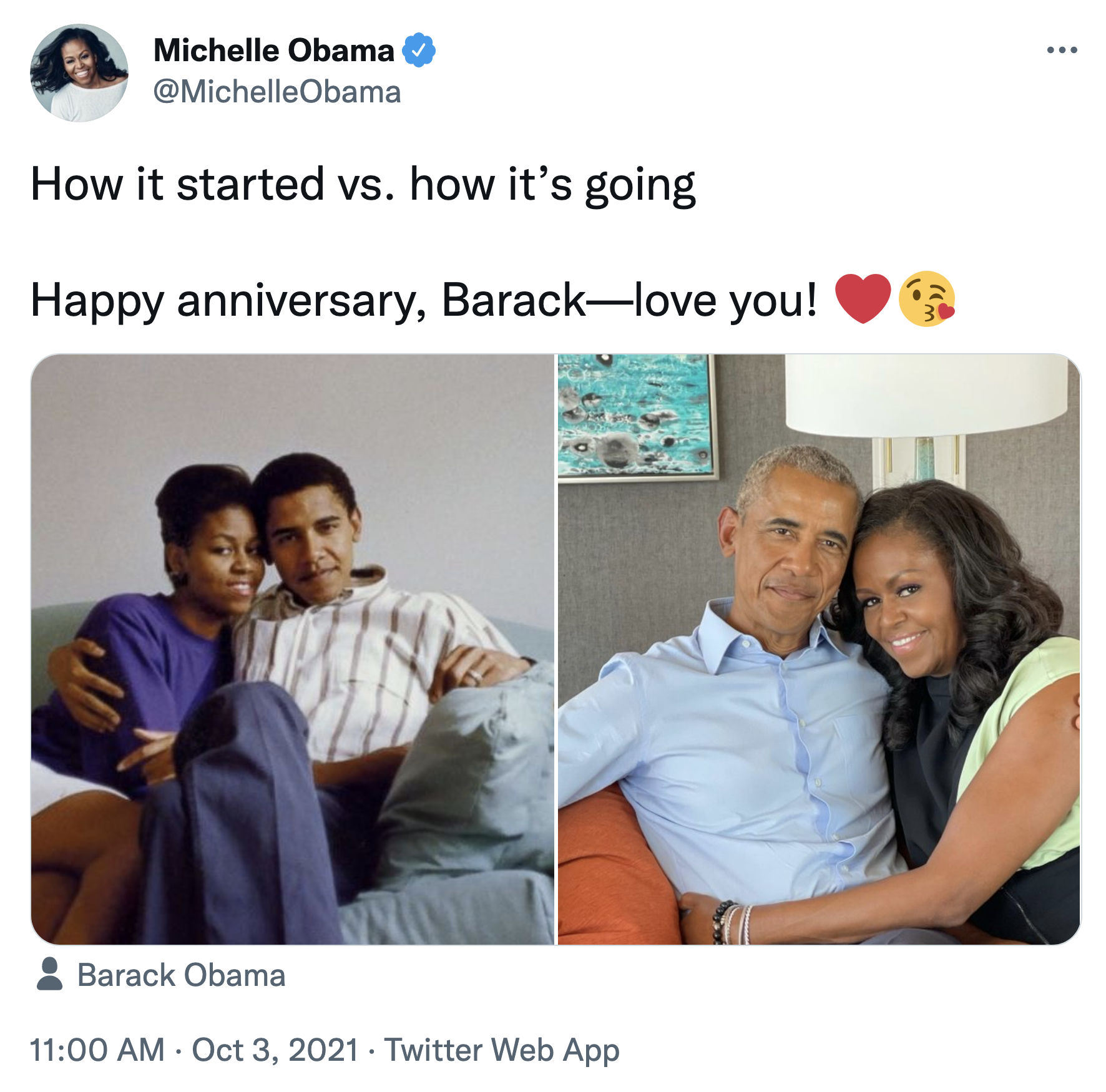 Screen-Shot-2021-10-03-at-2.28.20-PM Barack & Michelle Gush Love For Each Other To Celebrate 29th Anniversary Featured Feminism Michelle Obama Politics Top Stories 