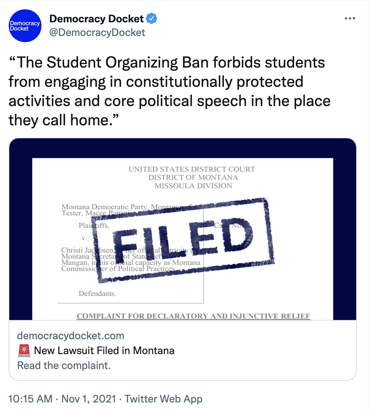 Screen-Shot-2021-11-01-at-10.30.45-AM Republicans Hit With legal Action To Stop Student Voter Suppression Bill Corruption Donald Trump Featured Politics Top Stories 