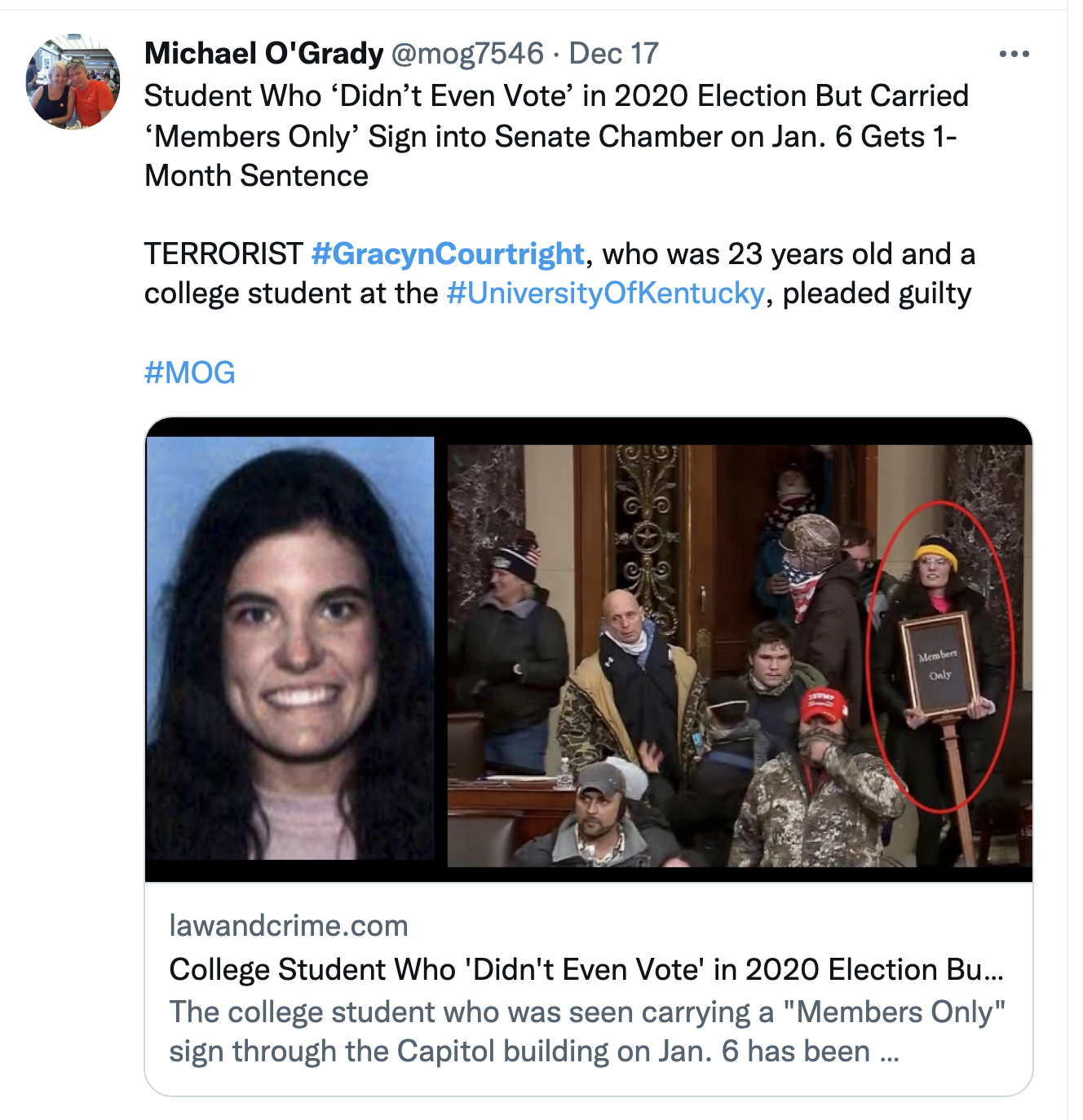 Screen-Shot-2021-12-20-at-11.13.18-AM Judge Sends College Student To Prison For 'So Cool' Capitol Riot Crime Featured Politics Terrorism Top Stories 