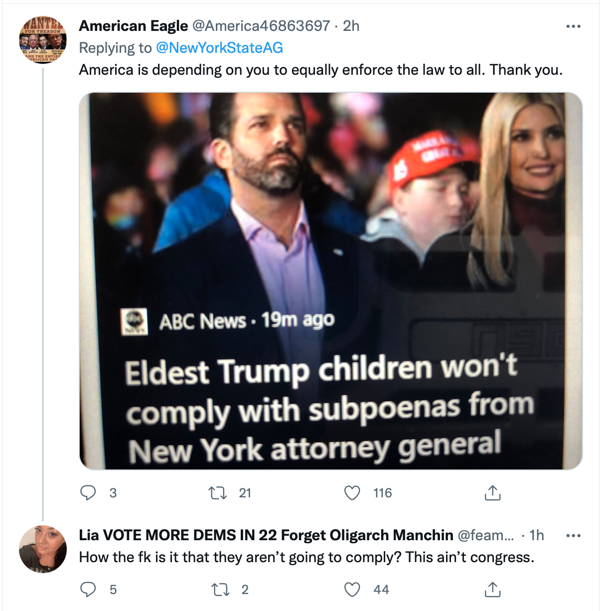 Screen-Shot-2022-01-03-at-8.57.42-PM Letitia James Tweets Ominous Warning Directly To Trump Family Corruption Donald Trump Featured Investigation Politics Top Stories Twitter 