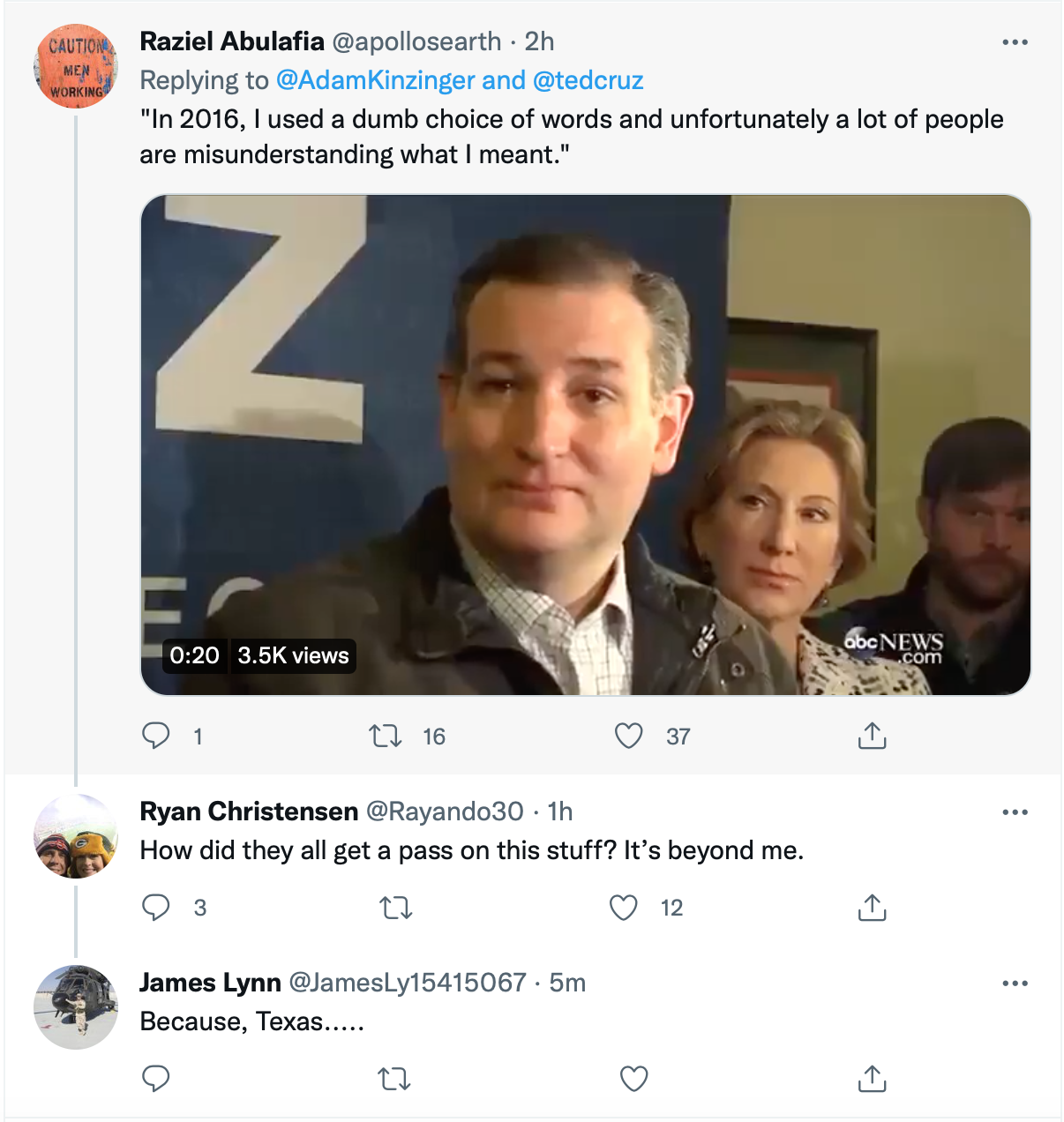 Screen-Shot-2022-01-07-at-1.37.43-PM Kinzinger Trolls Ted Cruz For Pathetic Grovel To Tucker Carlson Crime Donald Trump Featured Politics Top Stories Twitter 