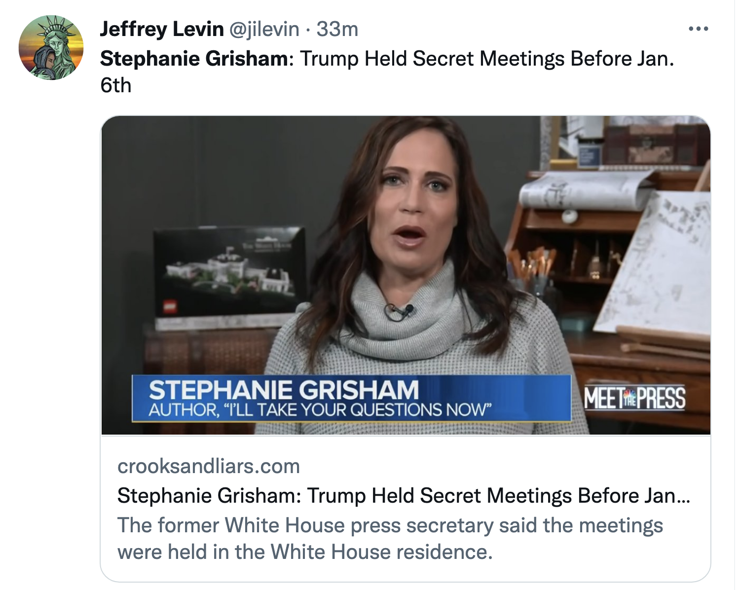 Screen-Shot-2022-01-20-at-9.41.13-AM Trump Press Secretary Testifies To Jan. 6 Committee About Secret Meetings Corruption Donald Trump Featured Politics Top Stories 