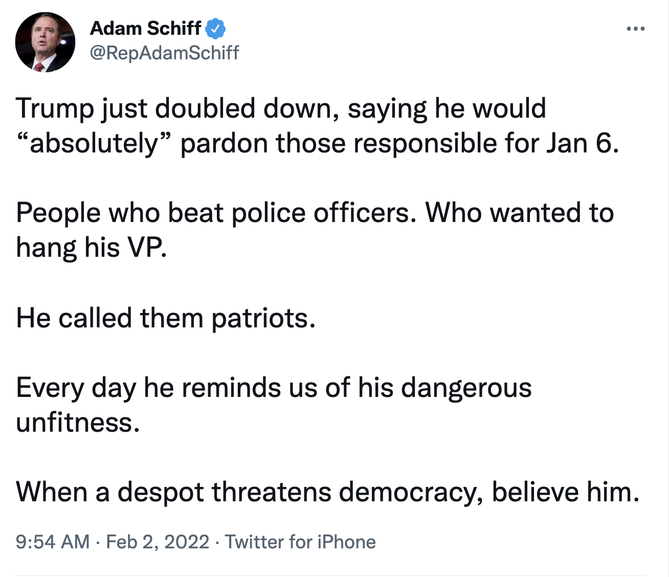 Screen-Shot-2022-02-02-at-11.48.58-AM Adam Schiff Tears Into Donald Trump For Betraying America Crime Donald Trump Featured Politics Top Stories 