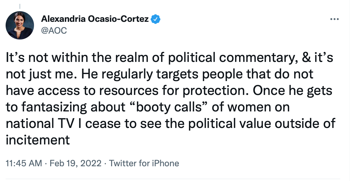 Screen-Shot-2022-02-19-at-4.50.16-PM Ocasio-Cortez Defeats Tucker Carlson In Weekend War Of Words Featured Politics Racism Sexism Top Stories Twitter Videos 