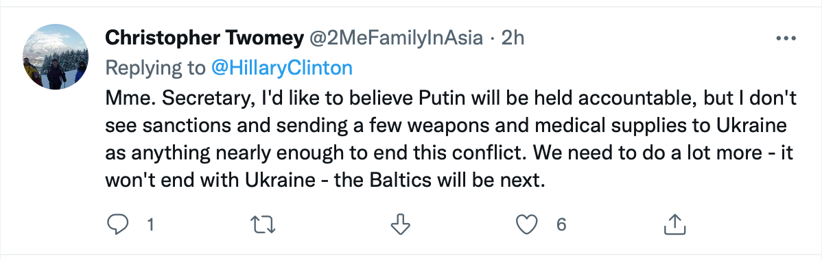 Screen-Shot-2022-02-24-at-11.58.30-AM Hillary Clinton Issues Passionate Call To Save Ukraine From Putin Donald Trump Featured Hillary Clinton Politics Top Stories Twitter 