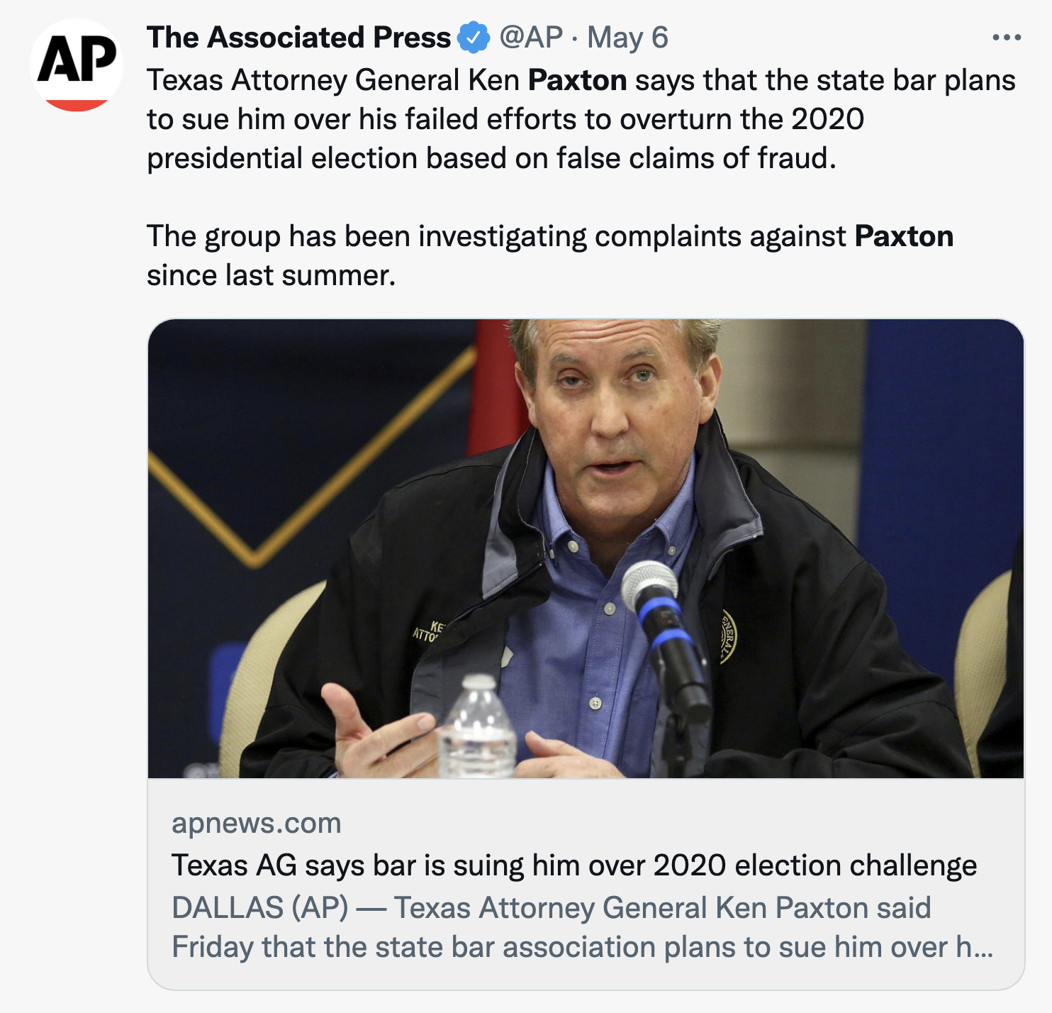 Screen-Shot-2022-05-10-at-8.44.21-AM AG Ken Paxton Sued By Texas State Bar Over 2020 Election Lies Crime Donald Trump Featured Politics Top Stories 
