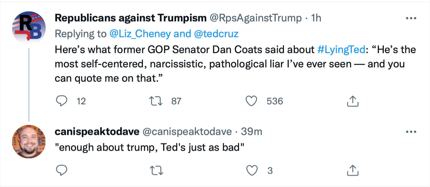 Screen-Shot-2022-08-30-at-8.25.32-PM Liz Cheney Dunks Directly On Ted Cruz During Twitter Shaming Donald Trump Featured Politics Top Stories Twitter 