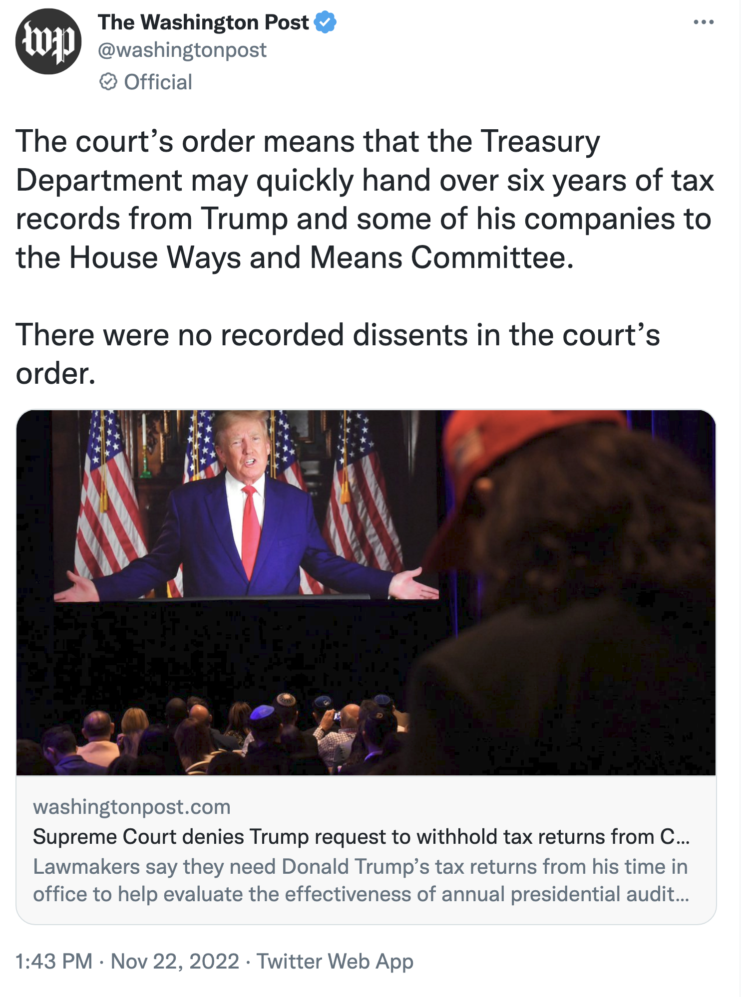 Screen-Shot-2022-11-22-at-2.17.18-PM Supreme Court Denies Trump Attempt To Evade Justice In Tax Case Corruption Donald Trump Featured Politics Top Stories 