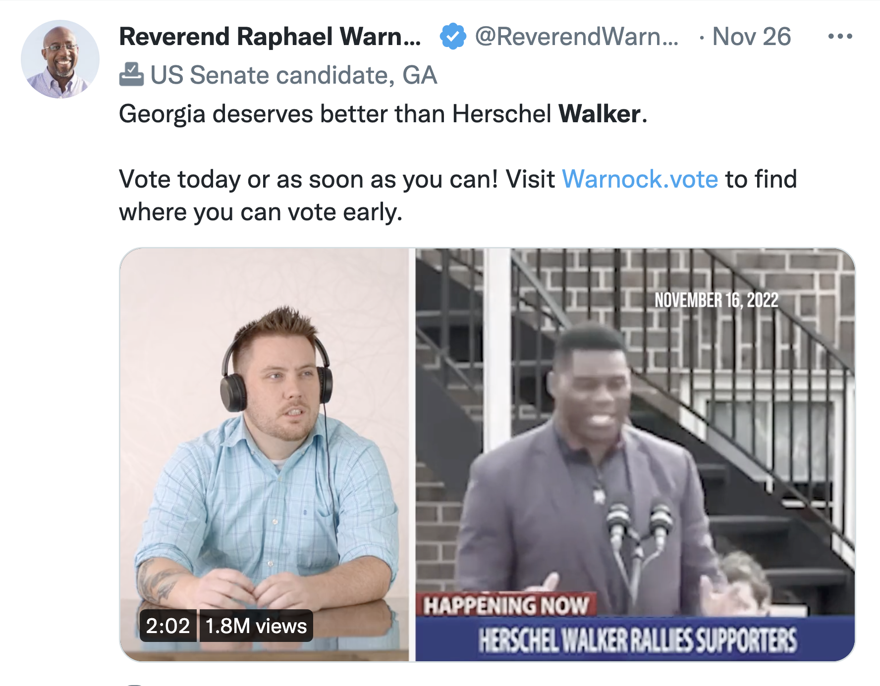 Screen-Shot-2022-12-01-at-10.09.05-AM Georgia Runoff Poll Shows Raphael Warnock Defeating Herschel Walker Corruption Election 2022 Featured Politics Top Stories 