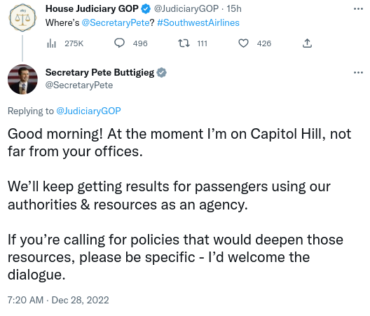 Screenshot-2022-12-28-1.14.18-PM Pete Buttigieg Roasts GOP Attempt To Blame Him For Southwest Airlines Economy Politics Social Media Top Stories 