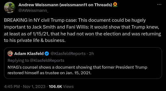 Screenshot-2023-11-01-6.08.42-PM Donald Jr.'s Time On The Witness Stand Quickly Turns Bad For Ex-President Corruption Donald Trump Politics Top Stories 